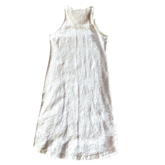 Monrow Tonal Ivory Colored Lace Overlay Body conscious Racerback Dress - Picture 4 of 6